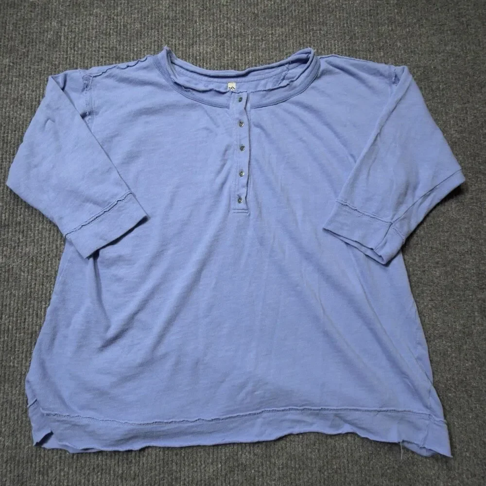 Free People Intimately Free Henley Top Shirt Size Small Oversized Light Blue